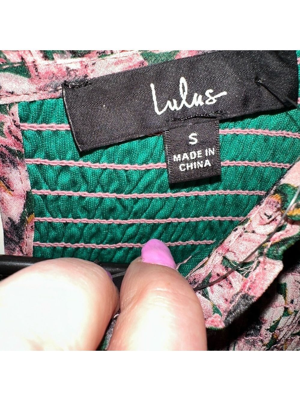 Lulus Floral Forever Green and Pink Floral Print Smocked Skater Dress NWT - Picture 10 of 15